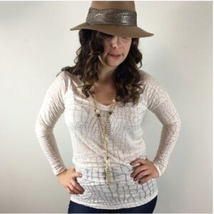 Rebecca Taylor Crocodile Cream Top Small